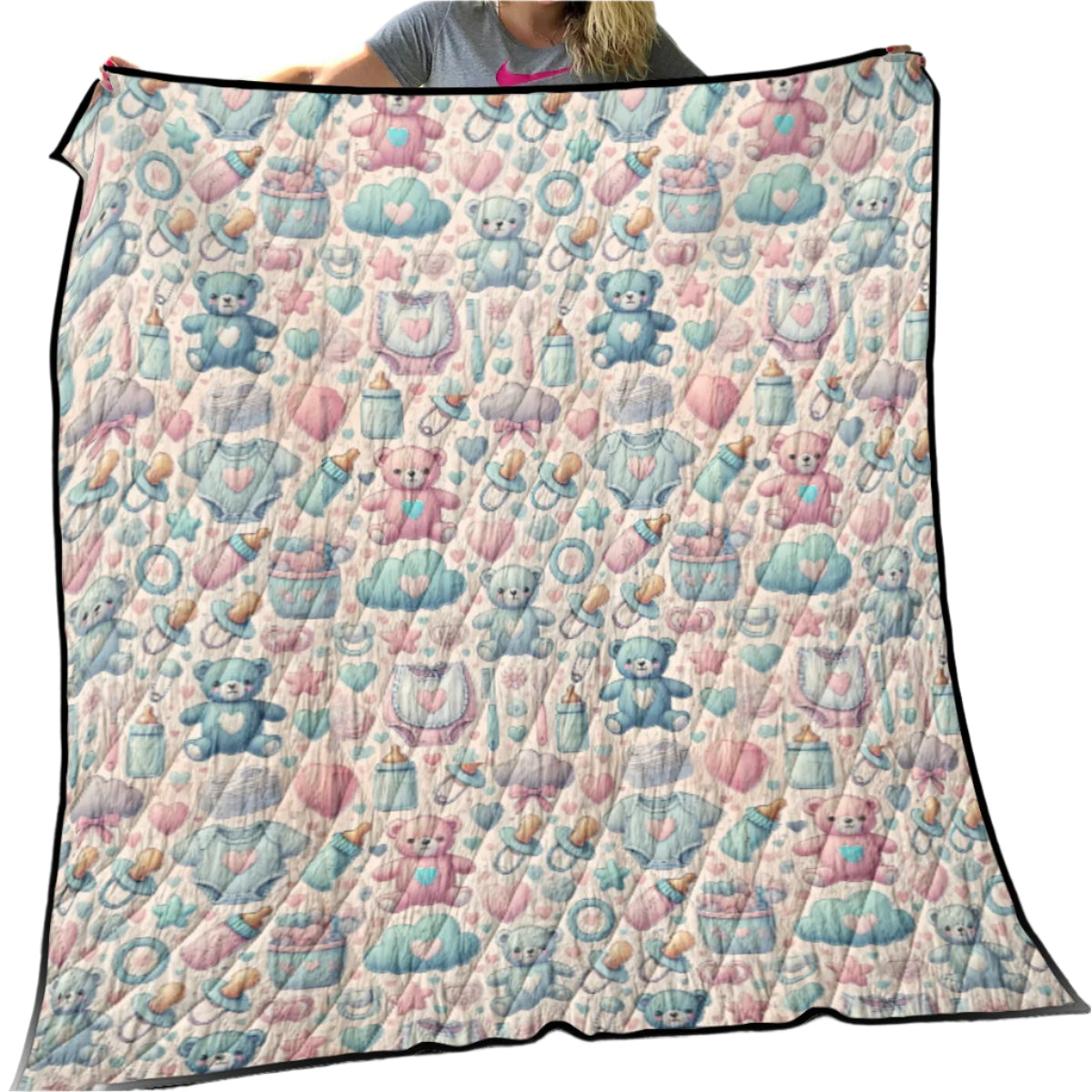 🧸 Soft & Cozy ABDL-Themed Quilted Blanket – Cute Pastel Baby Print for Ultimate Comfort 🍼💖