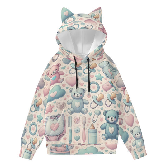 ✨ Cute ABDL Kawaii Pastel Hoodie with Cat Ears – Cozy & Playful Baby-Themed Sweatshirt 🍼💖