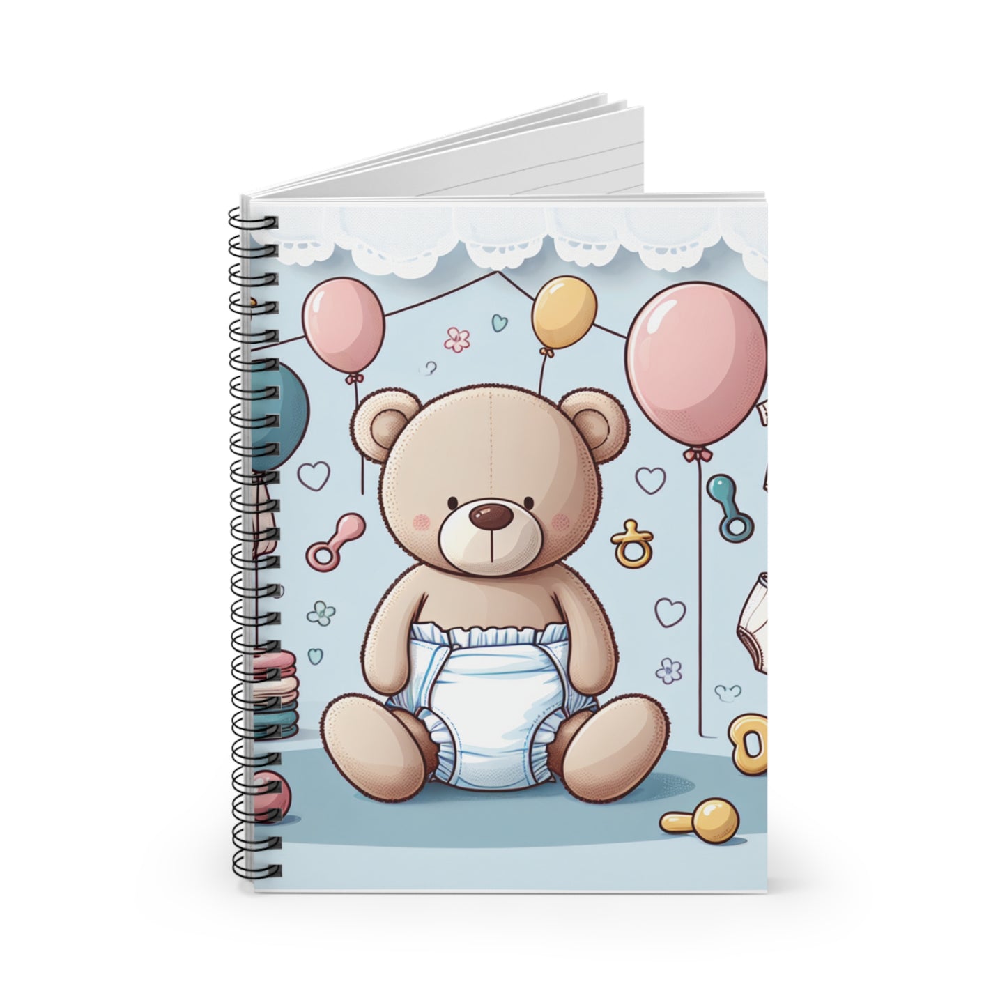 ABDL Cute Teddy Bear Notebook - 118 Page Spiral Journal for Littles