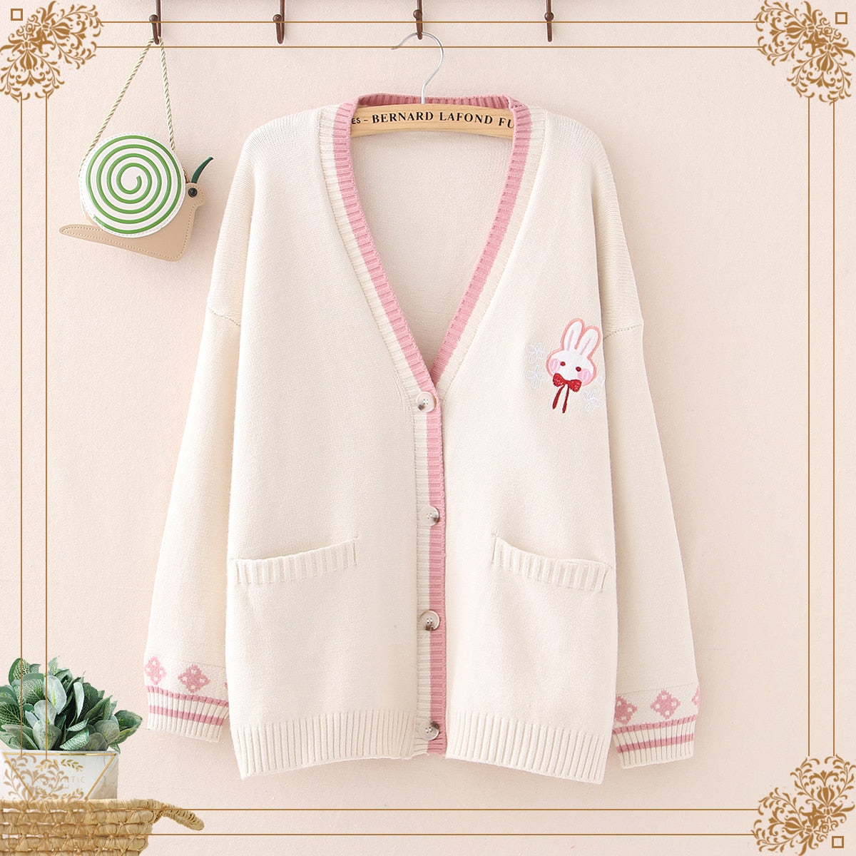 Cute Embroidered Bunny Knitted Sweater