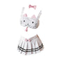 2 Piece Cute Cat Pleated Skirt & Top Set