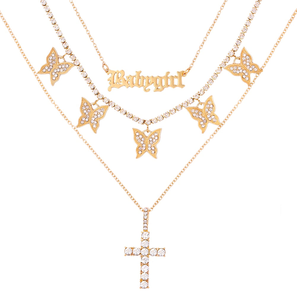 Cute Butterfly Charms Babygirl Pendant Necklace