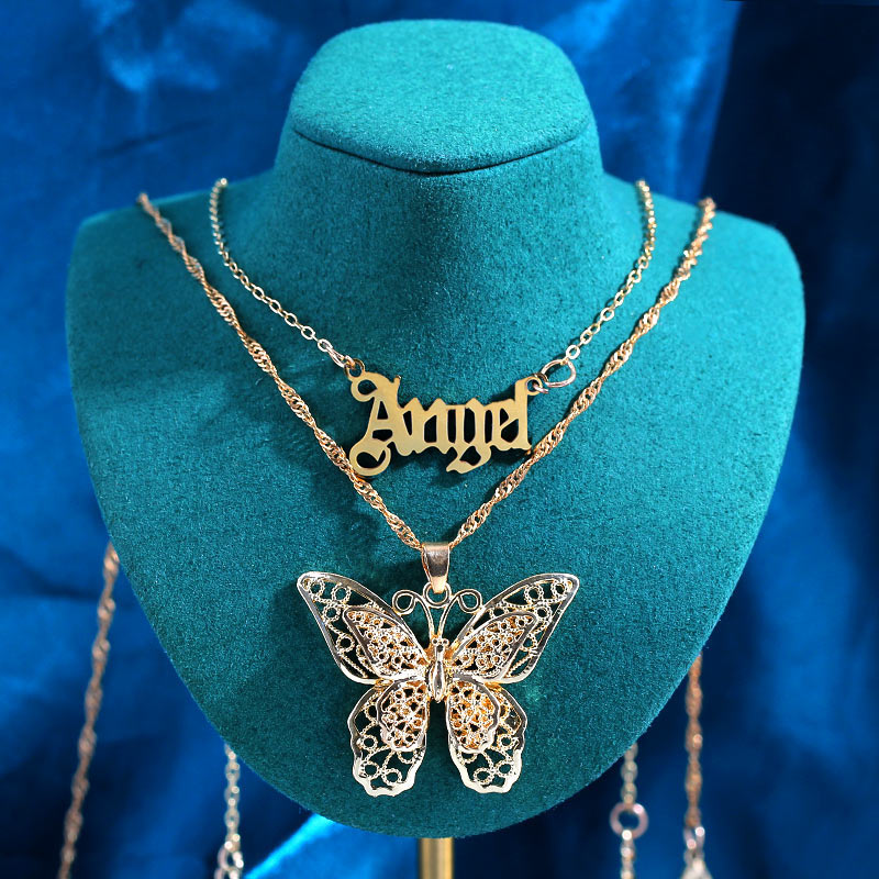 Multi Layer Charms Angel Crystal Necklace