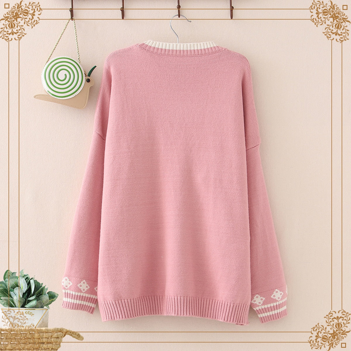 Cute Embroidered Bunny Knitted Sweater