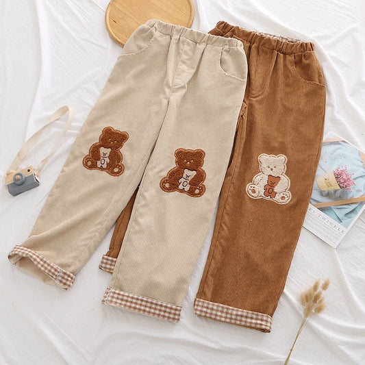 ABDL Bear Embroidered Corduroy Pants