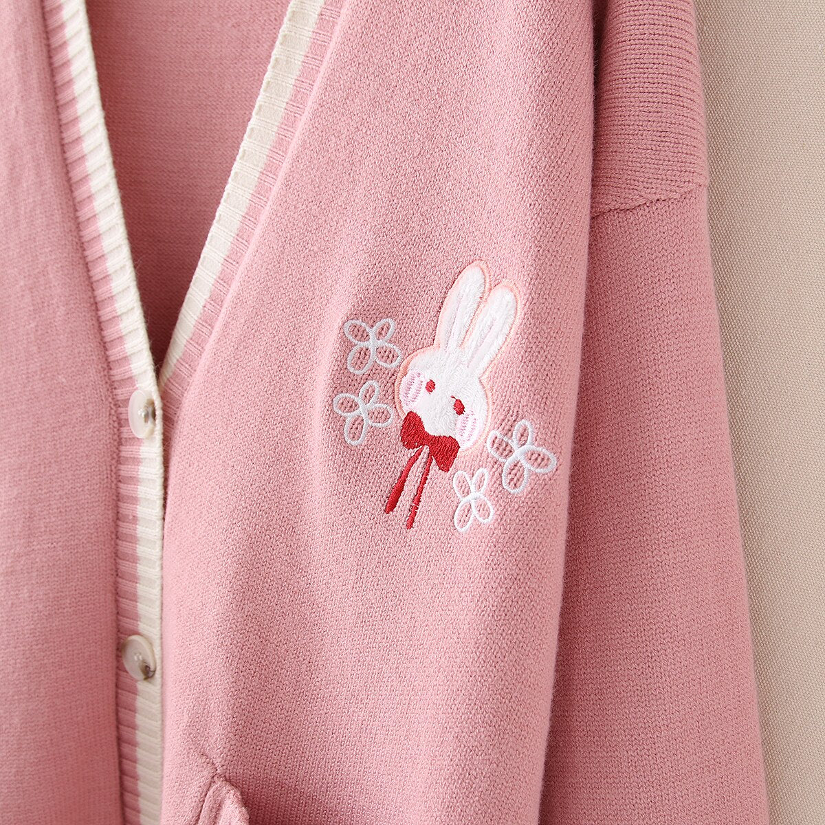Cute Embroidered Bunny Knitted Sweater