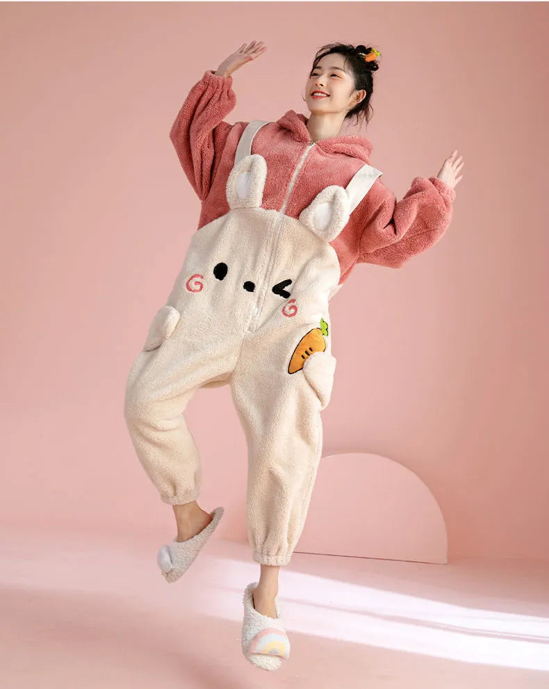 ABDL Cozy Cuddle Bunny: Hooded Pajamas Jumpsuit with Adorable Ears