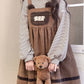 Cute Corduroy Embroidered Bear Dress