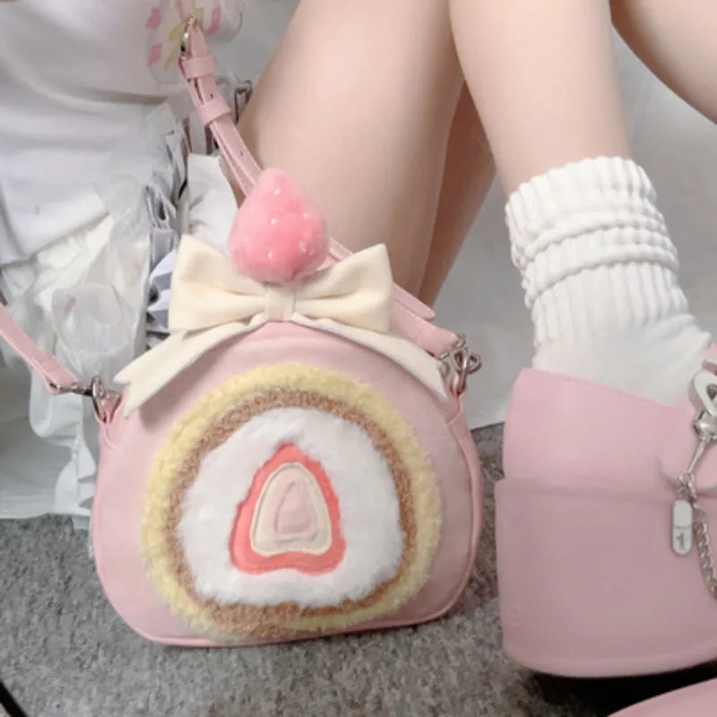 🍰 Indulge in Sweetness with Our Enchanting Cute Strawberry Cake Roll Bag 🍰