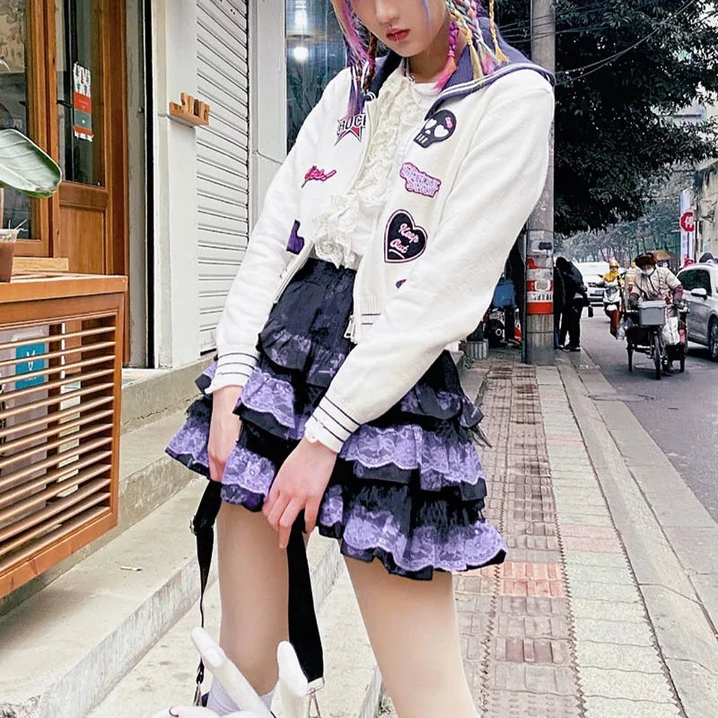 Cute ABDL Lace Cake Mini Skirt