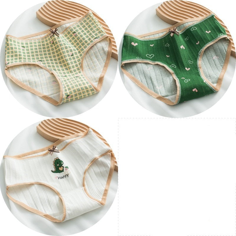 Cute Green Dinosaur Cotton Panty Set (3 Pcs)