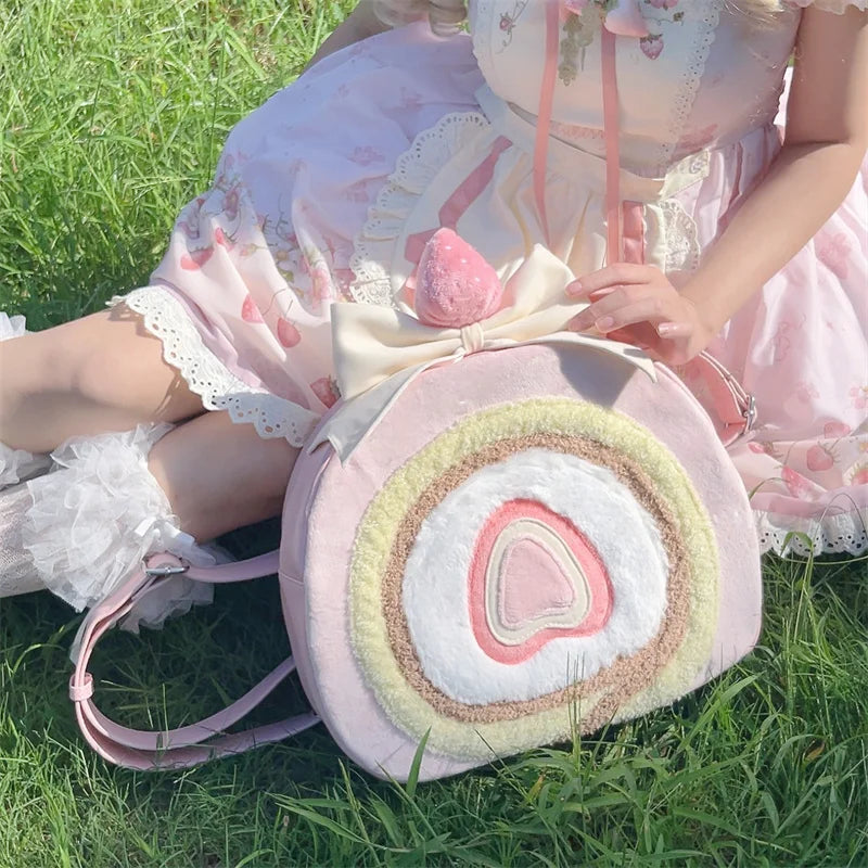 🍰 Indulge in Sweetness with Our Enchanting Cute Strawberry Cake Roll Bag 🍰