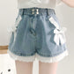 Cute Bows & Lace Denim Shorts