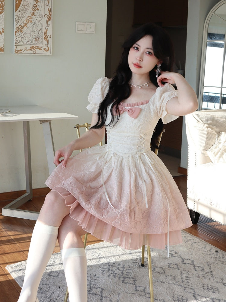 Cute Puff Sleeves Lolita Style Dress