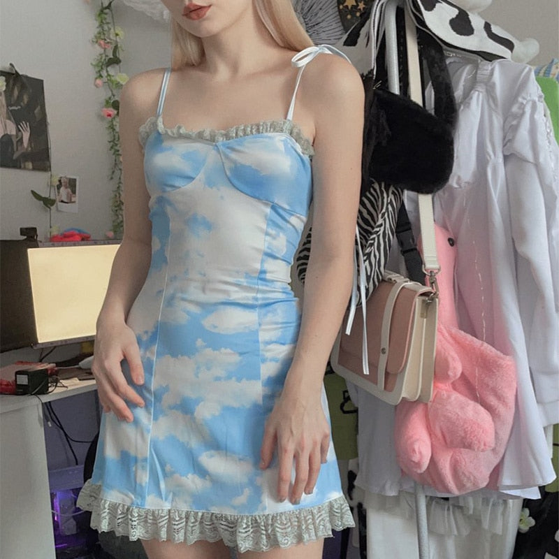 Clouded Sky Cute Mini Dress