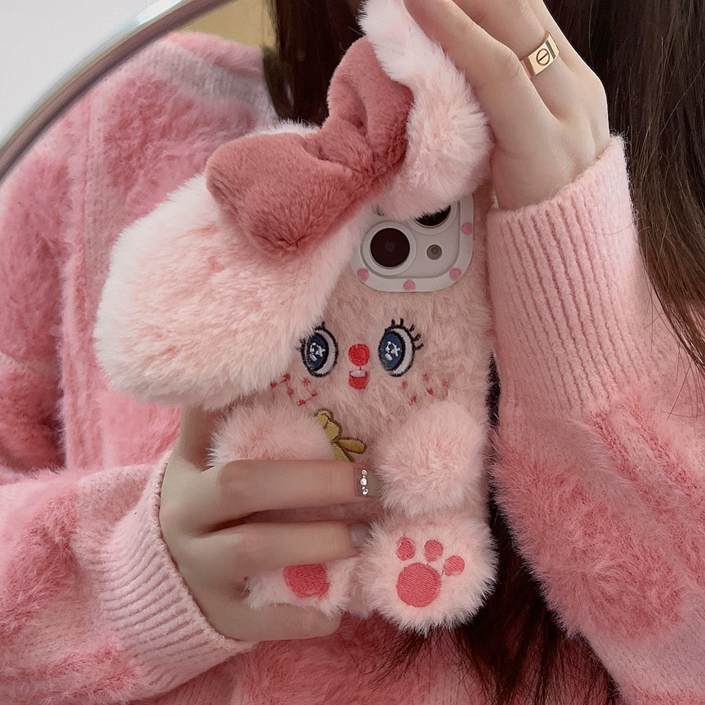 Cute Sanrio Melody Rabbit Plush iPhone Case