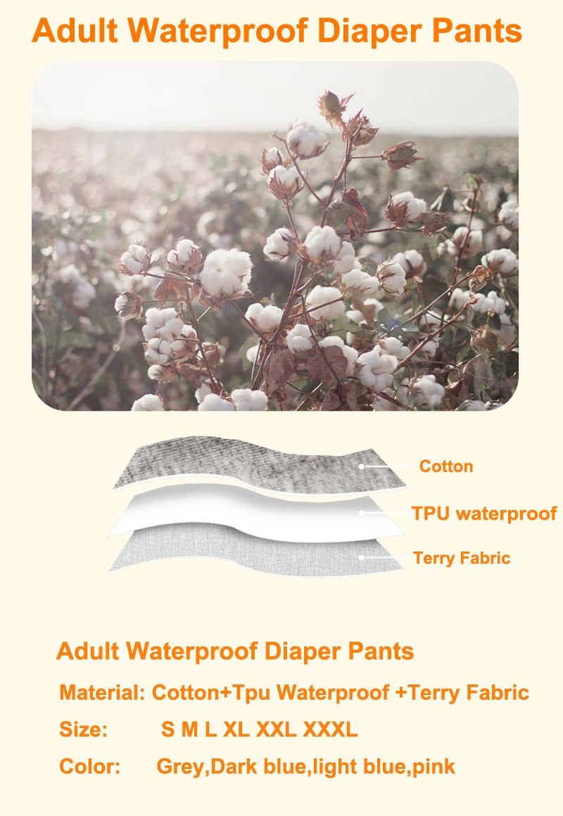 Waterproof Leakproof Adult Cloth Diaper Trousers