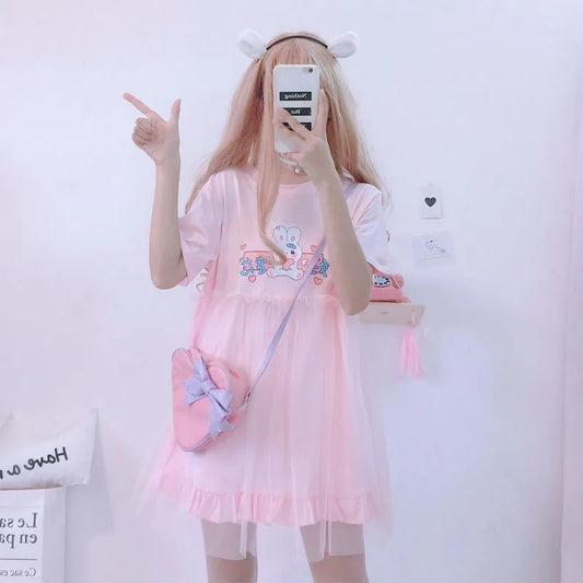 Cute Bunny ABDL Pink Tulle Dress