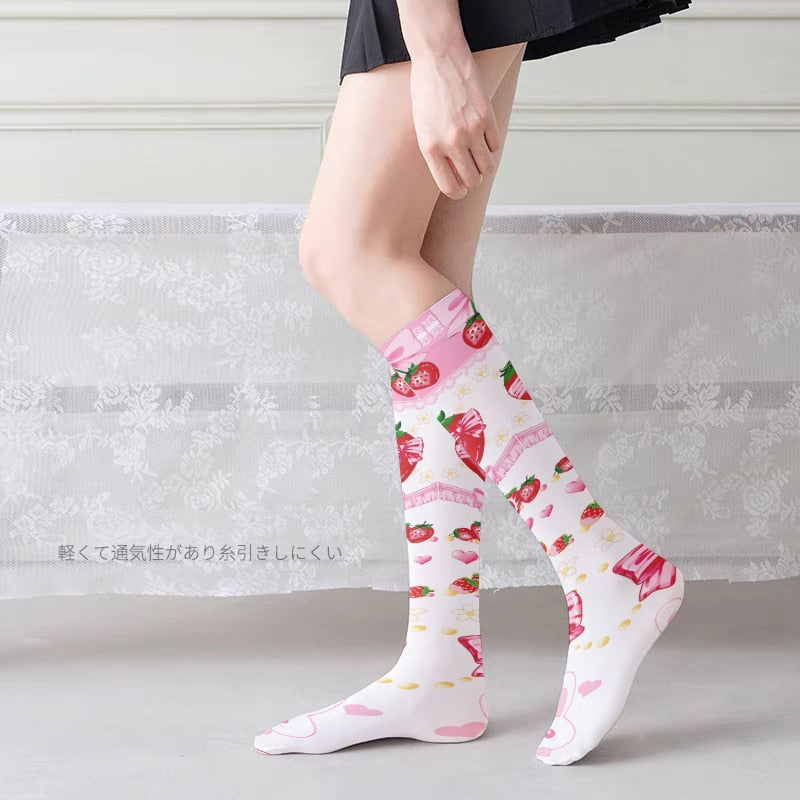 Cute Strawberry Thigh High Stockings