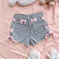 ABDL Cute Pink Lace Bows Denim Shorts