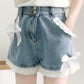 Cute Bows & Lace Denim Shorts