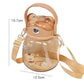 Cute Large Water Bottle With Straw and Carrying Strap