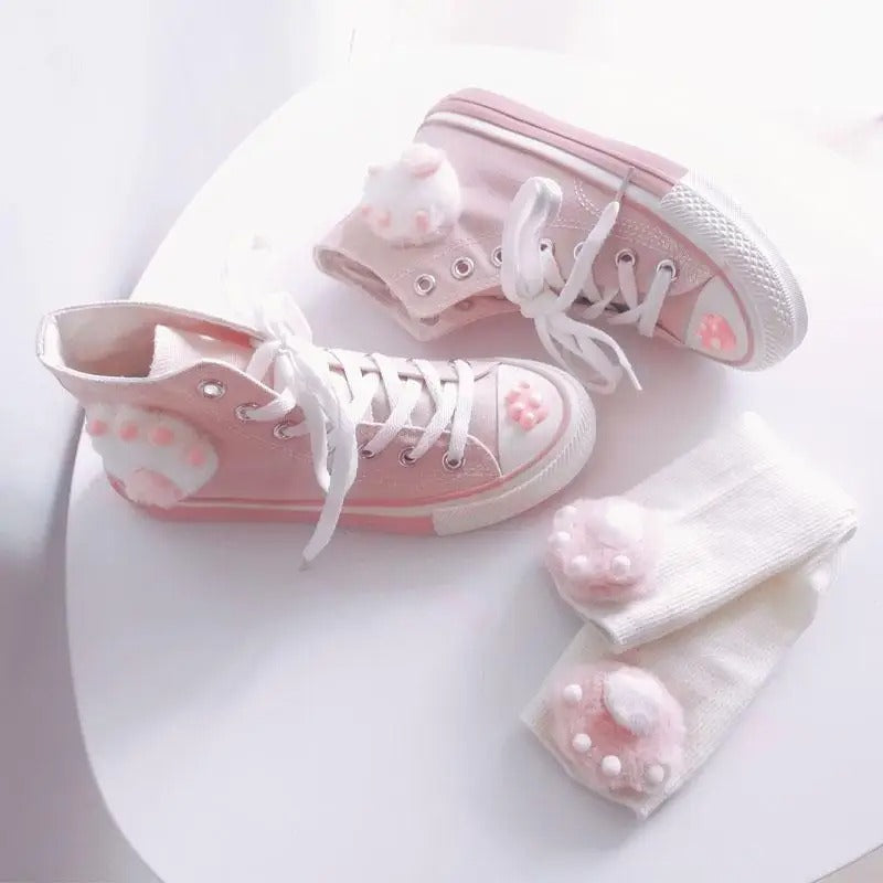 🐱 Meow Out in These Adorable Pink Meow Canvas Shoes (Free Socks!) 🐱