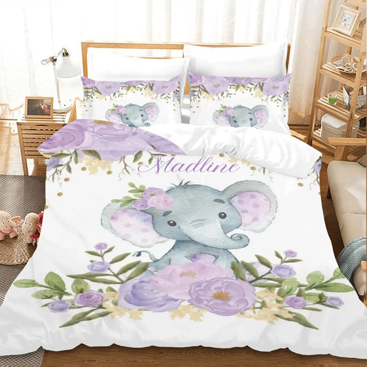 Cozy Elephant Comfort: Custom ABDL Forest Friends Duvet Cover Set