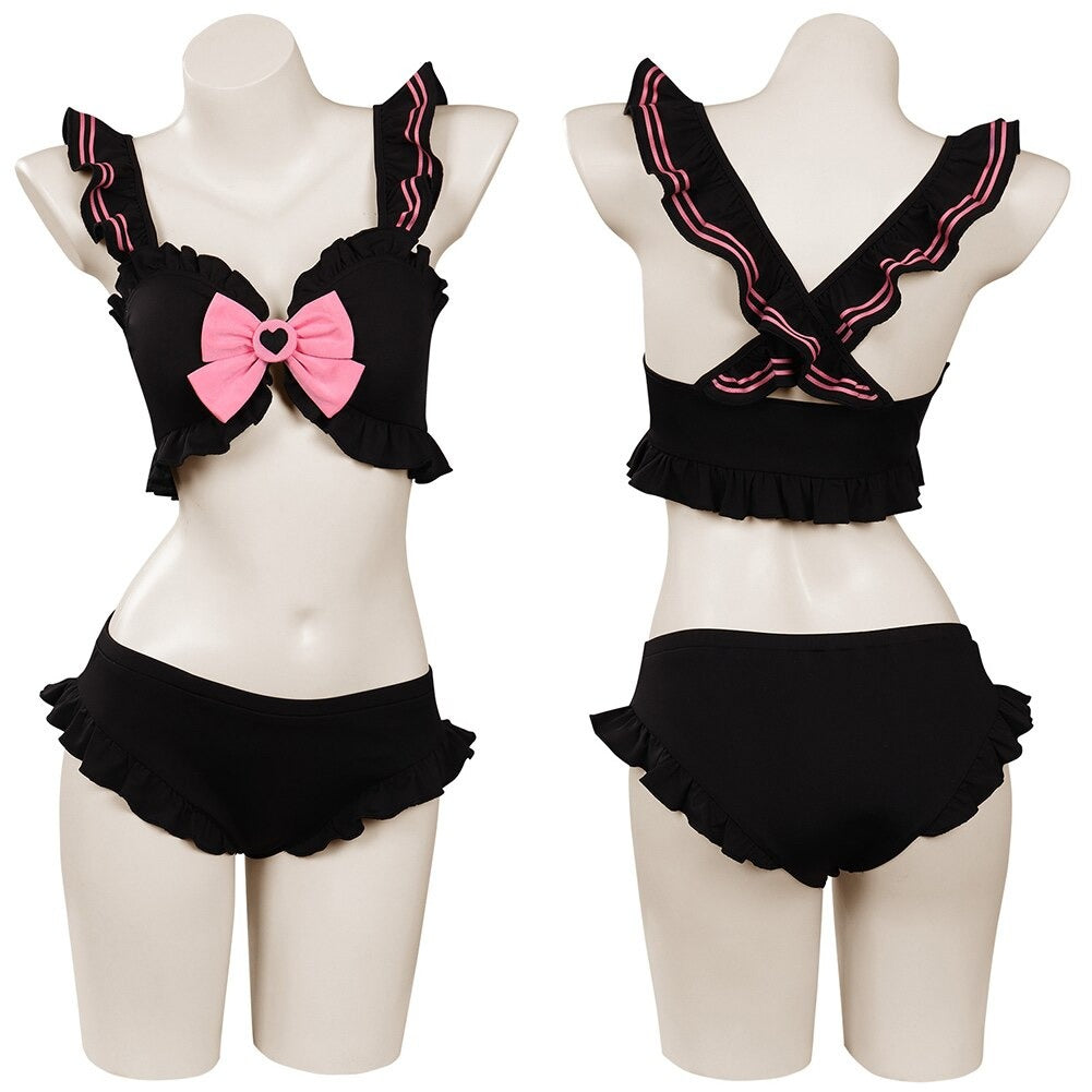 Cute Pink Bow Ruffle Swimsuit