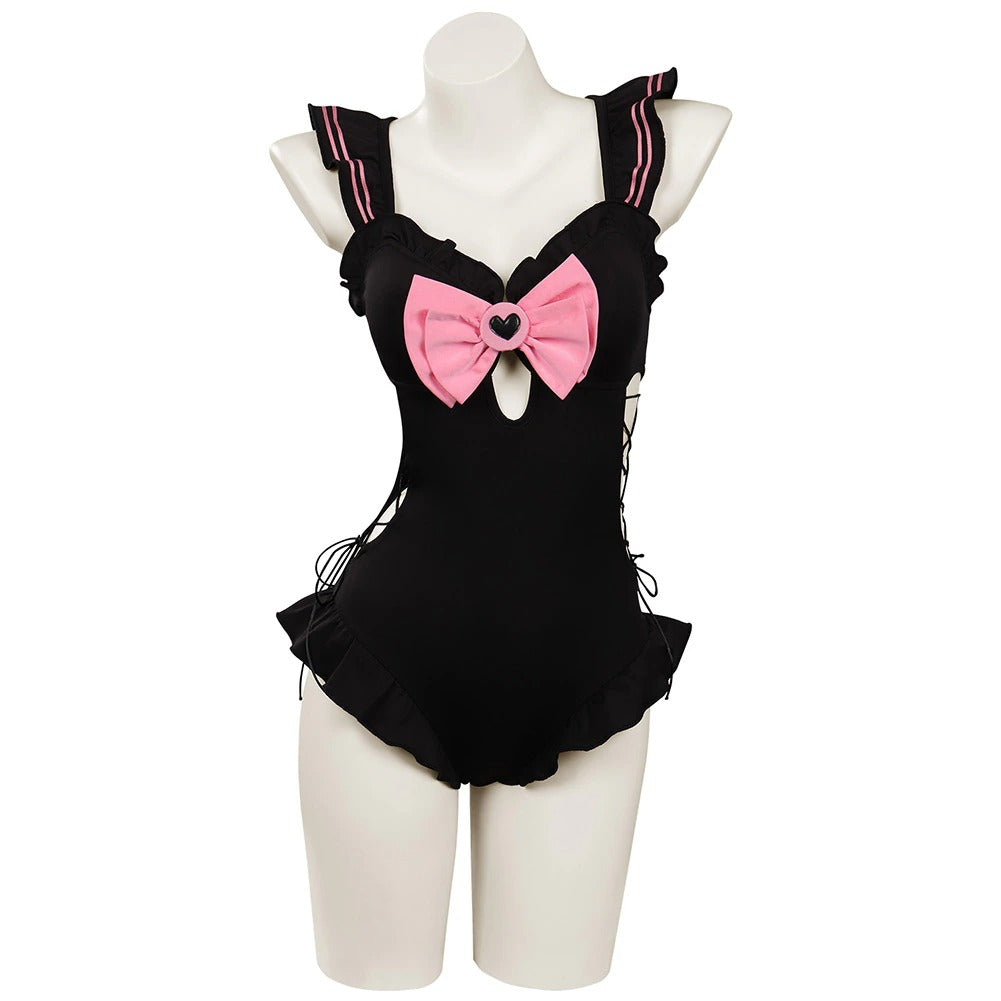 Cute Pink Bow Ruffle Swimsuit