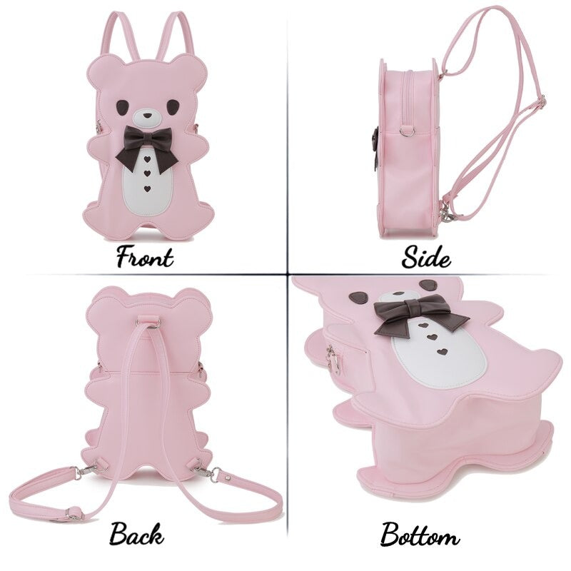 Cute Pink Bear Shaped Backpack/Crossbody Bag (3 in 1)