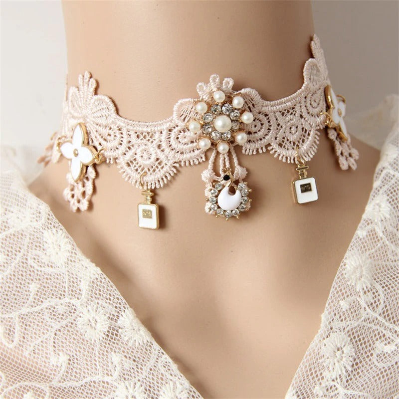 Cute Pink Lace Collar Necklace