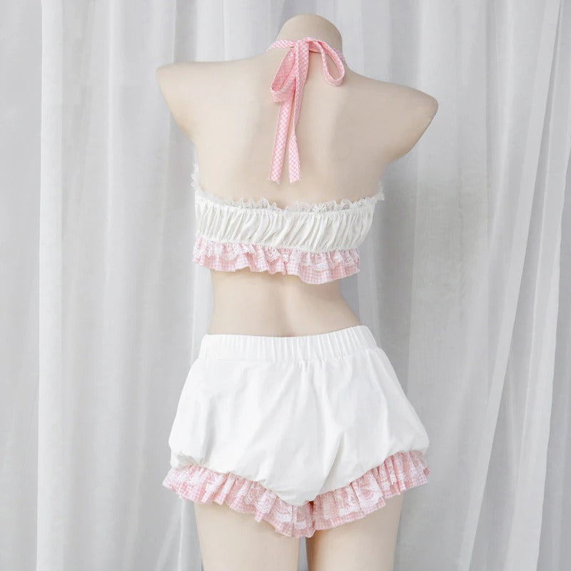 Cute Pink Bow Bloomers & Top Lingerie Set