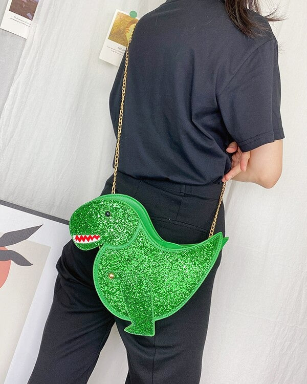 Cute Glittery Dinosaur Crossbody Bag