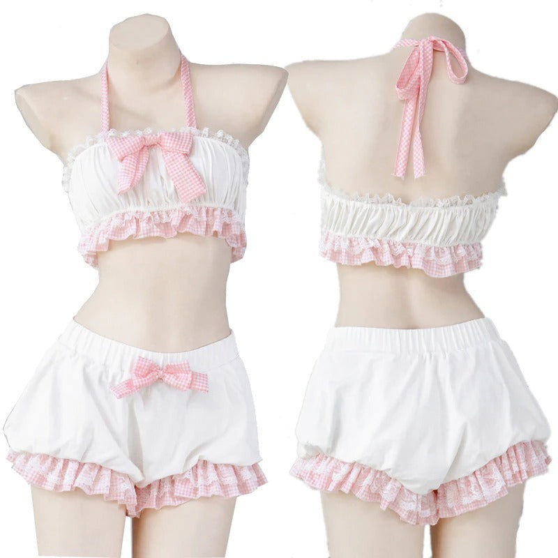 Cute Pink Bow Bloomers & Top Lingerie Set