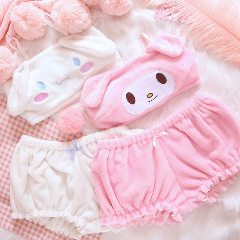 Cute Doggy Bra and Bloomers Lingerie Set