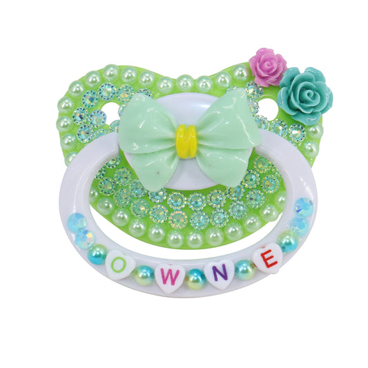 Green Bow Diaper Lover Adult Pacifier