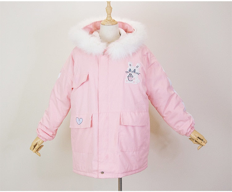 Cute Bunny Winter Hooded Parka