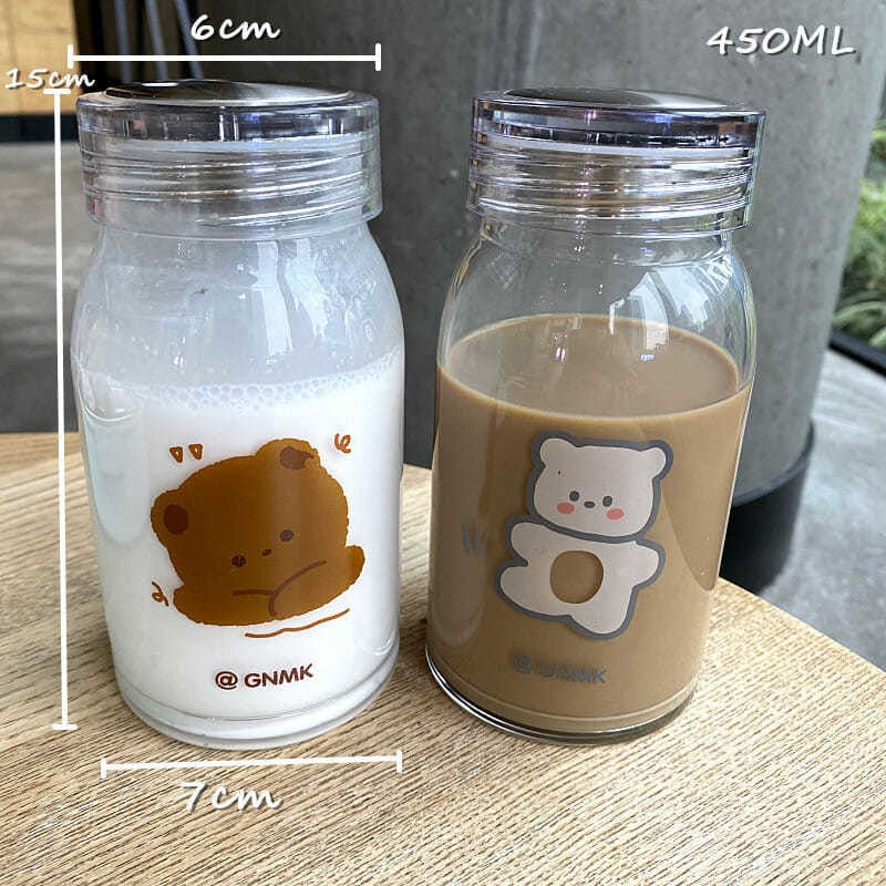 Cartoon Bear Glass Bottle