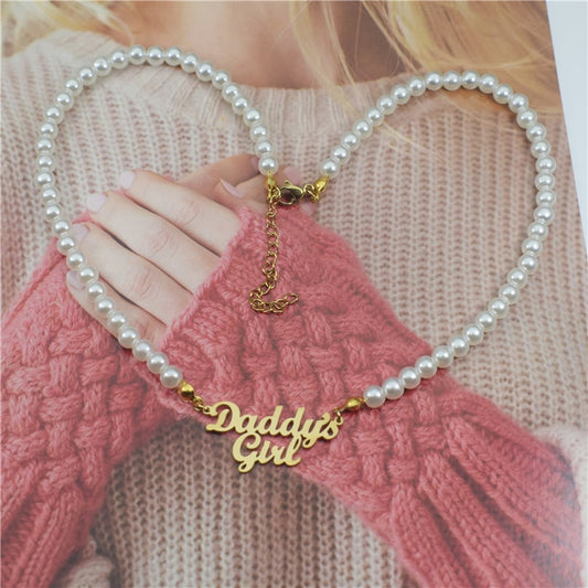 Faux Pearls Daddy's Girl Necklace