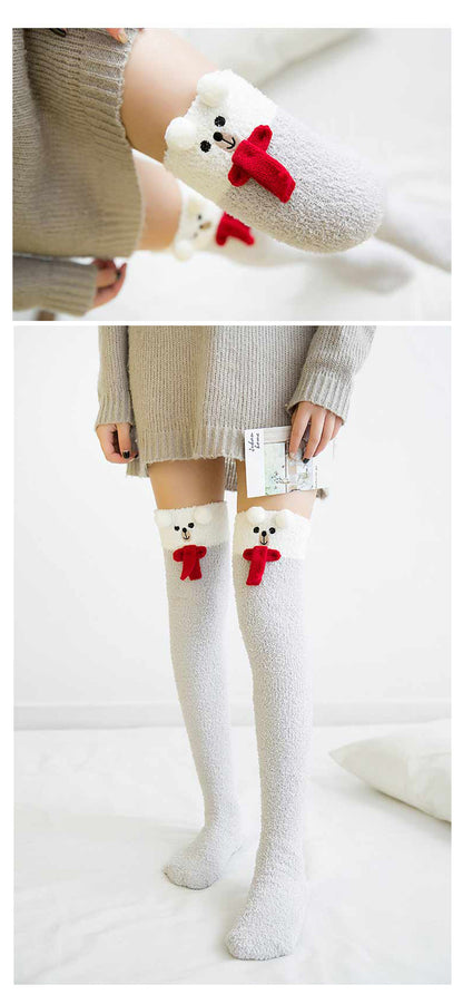 Cute Velvet Fleece Animal Socks