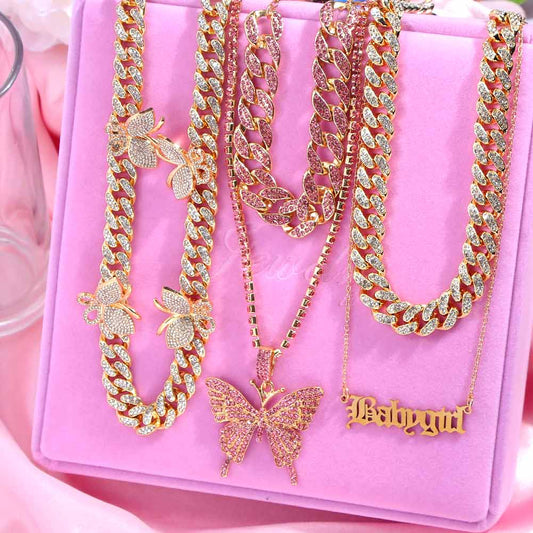 Multilayer Crystal Charms Necklaces