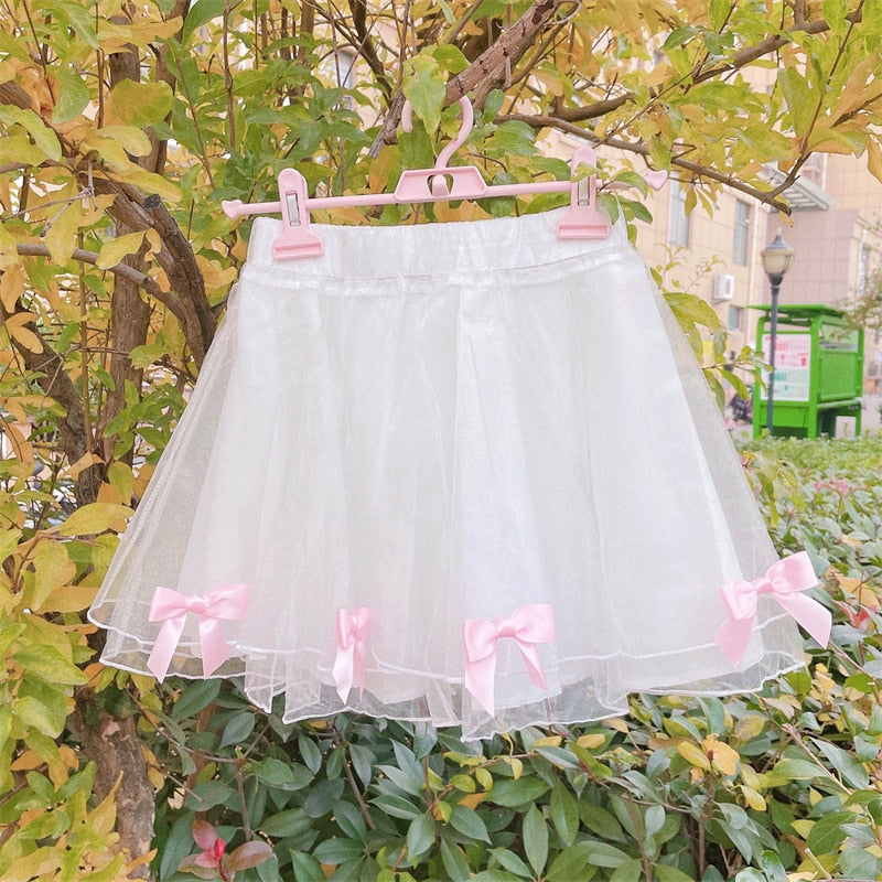 Tulle & Bows Pleated Tutu Mini Skirt