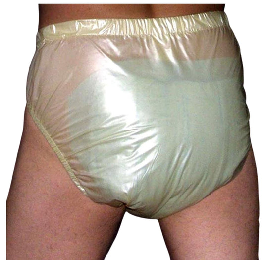 Dadious adult baby pants abdl incontinence elastic band plastic reusable  pants DDLG PVC men's underwear 2PCS yellow diapers XL