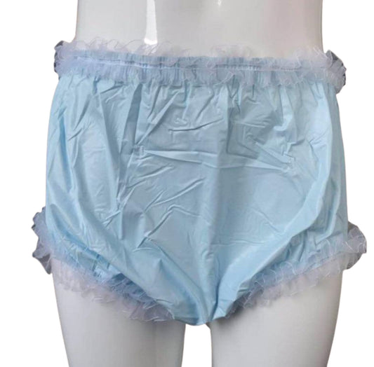 ABDL Baby Blue Frilly Plastic Briefs