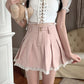 Cute Pink Pleated Mini Skirt