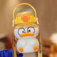 Cute Yellow Duck Plastic Bottle With Straw