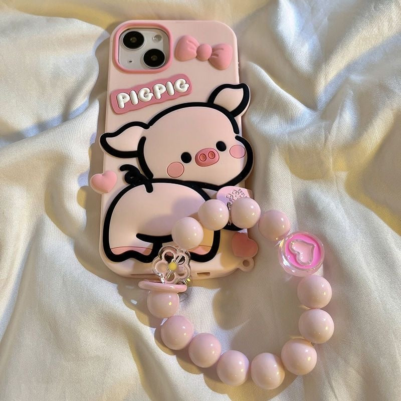 Cute Pink Pig Silicone iPhone Case