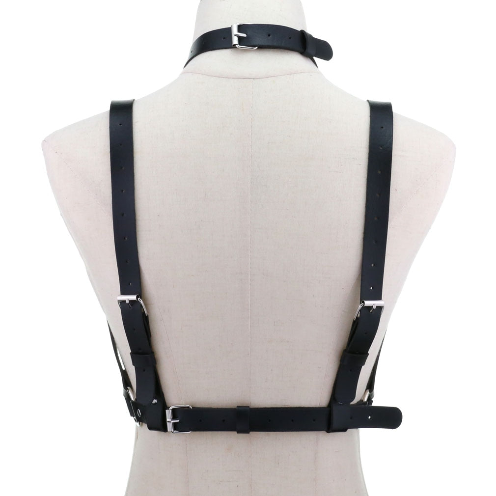 Black Faux Leather Body Harness