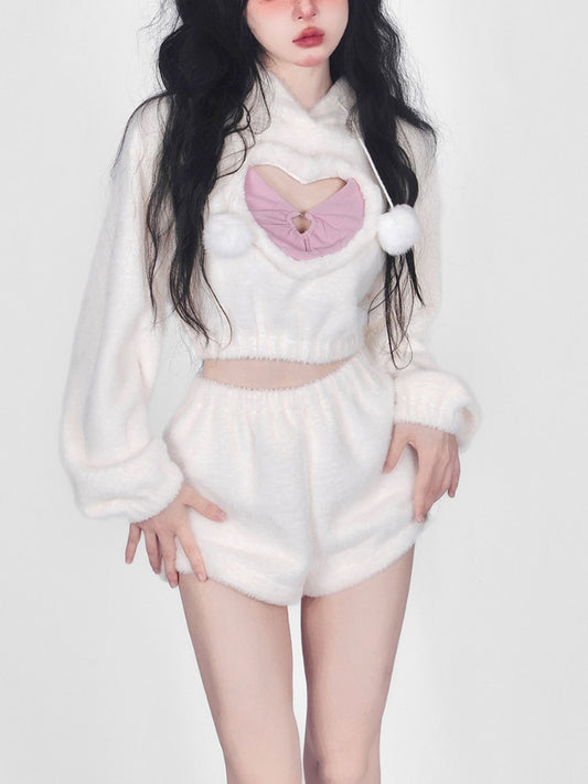 Warm Sweet Two Piece Shorts & Hoodie Set